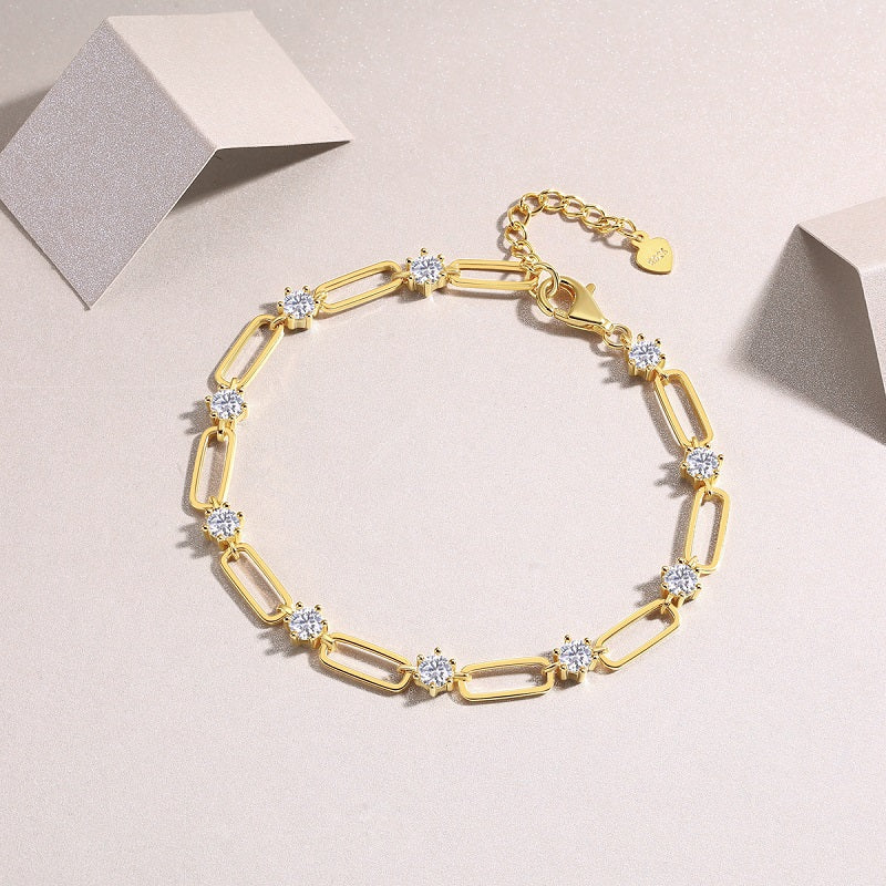 Gold-plated S925 and Moissanite Bracelet