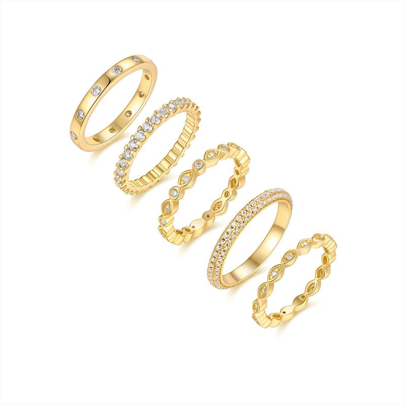 Starlight Golden Melody Jewelry Set With Moissanite with Gold-plated S925 Sterling Silver