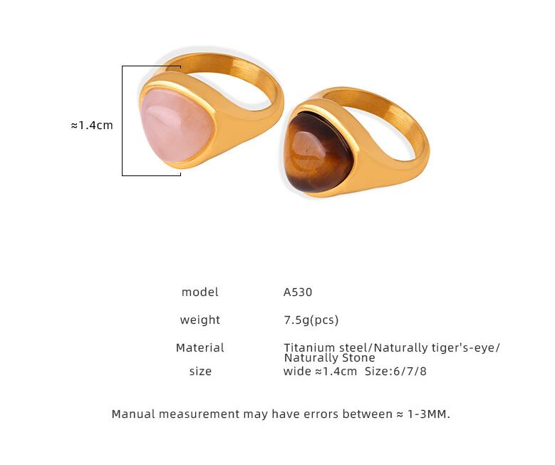 Natural Stone Retro Affordable Luxury Elegant Titanium Steel Ring
