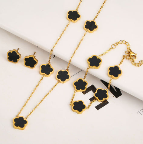 Clover Flower Gold-plated Stainless Steal Jewelry Set