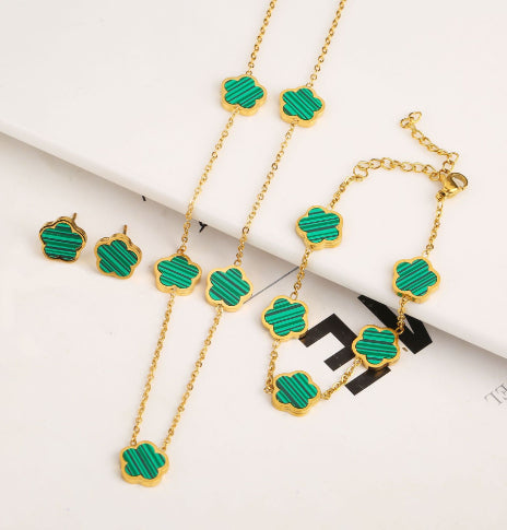 Clover Flower Gold-plated Stainless Steal Jewelry Set