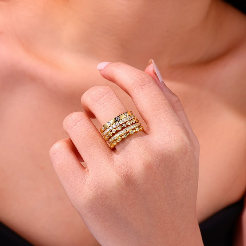 Starlight Golden Melody Jewelry Set With Moissanite with Gold-plated S925 Sterling Silver