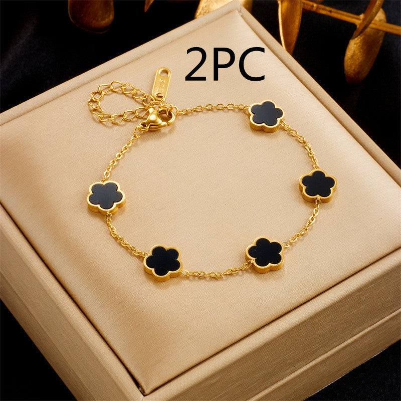 Clover Flower Gold-plated Stainless Steal Jewelry Set