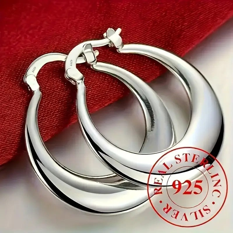 S925 Sterling Silver Circle Hoop Earrings