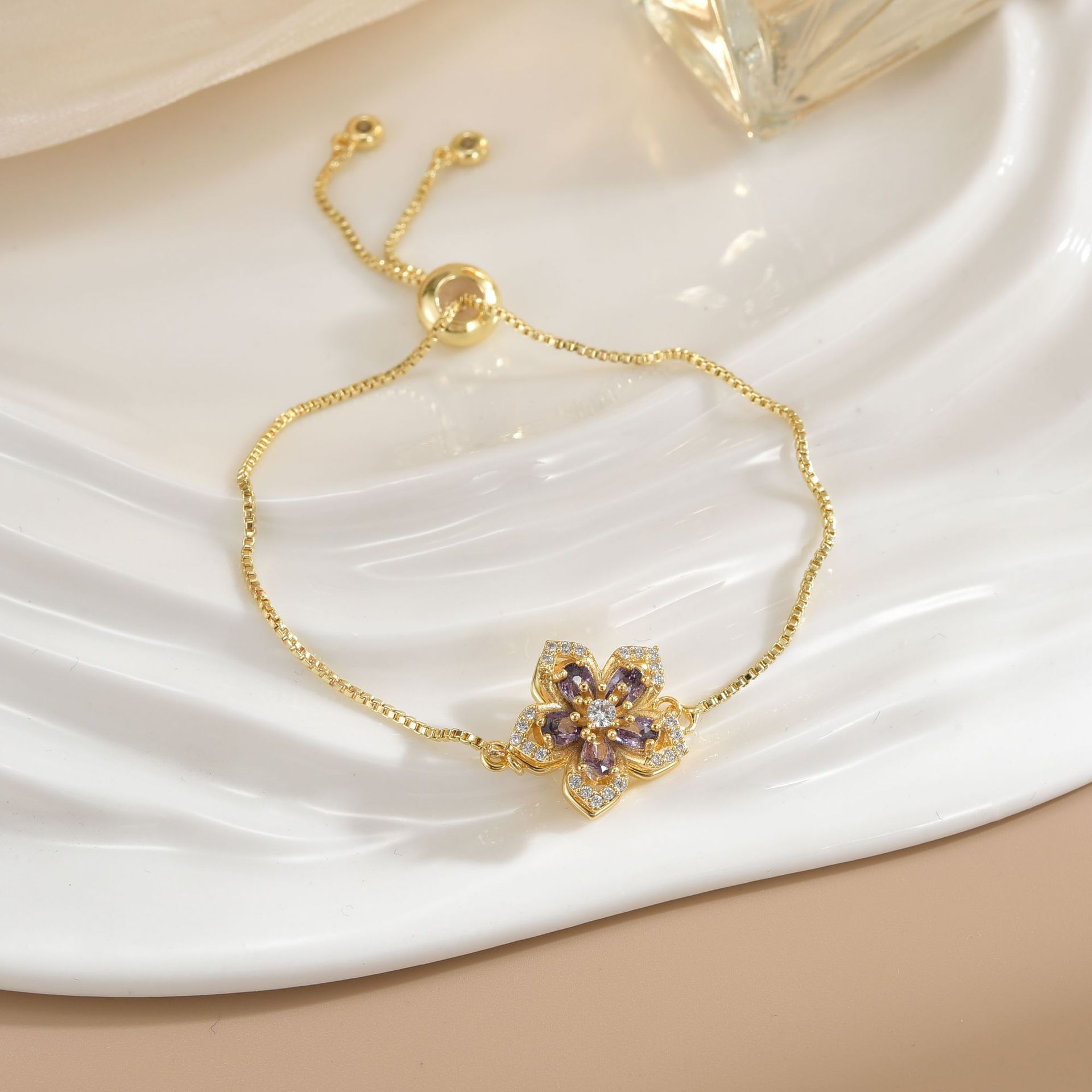 Simple Rotatable Pendant Bracelet -  Pure Copper Gold-plated Bracelet Various Designs