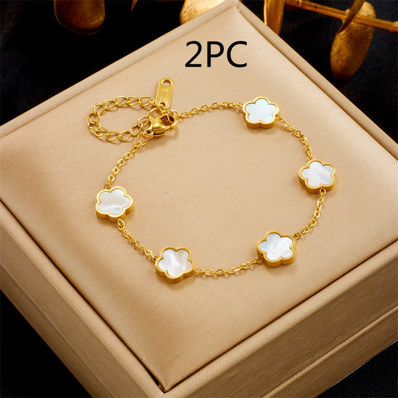 Clover Flower Gold-plated Stainless Steal Jewelry Set
