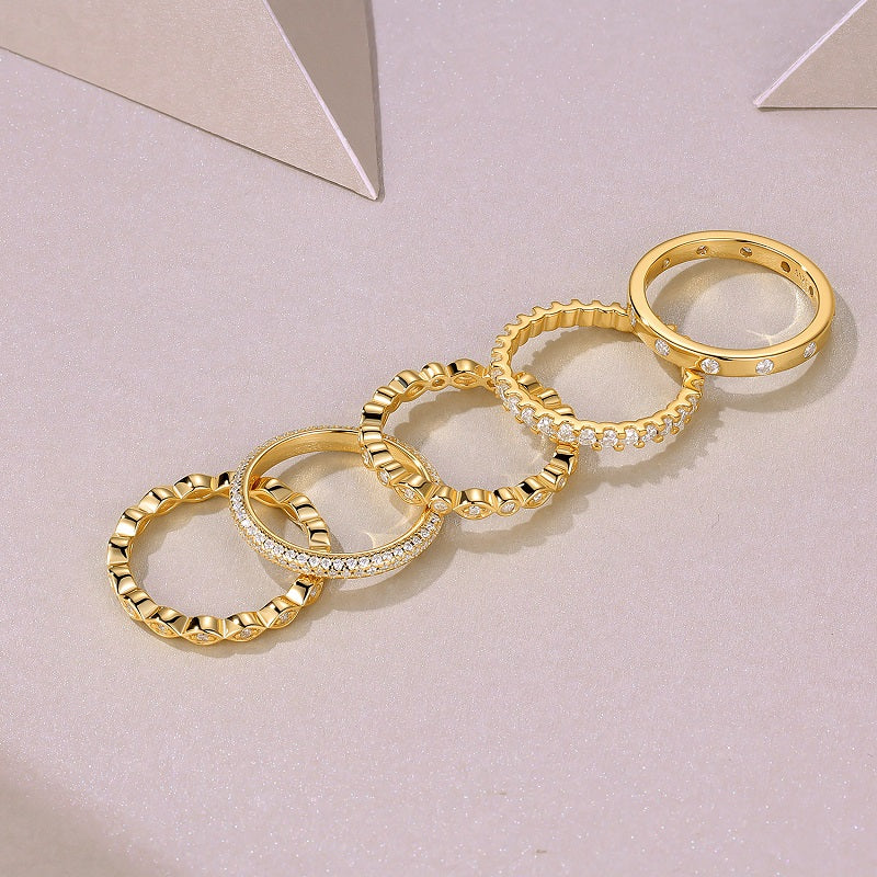 Starlight Golden Melody Jewelry Set With Moissanite with Gold-plated S925 Sterling Silver