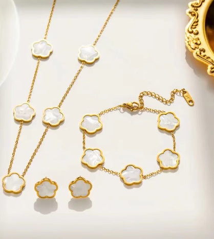 Clover Flower Gold-plated Stainless Steal Jewelry Set