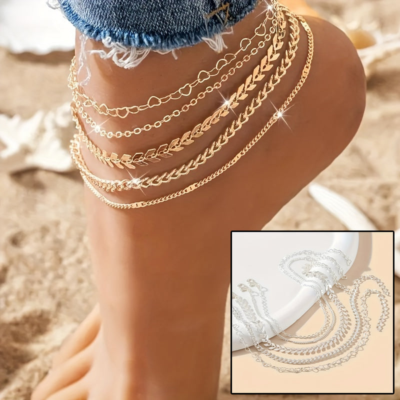 5Pcs Bohemian Chain Anklets