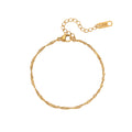 18K Gold Electroplated Water Wave Rope Chain Clavicle Necklace and Bracelet set Stainless Steel