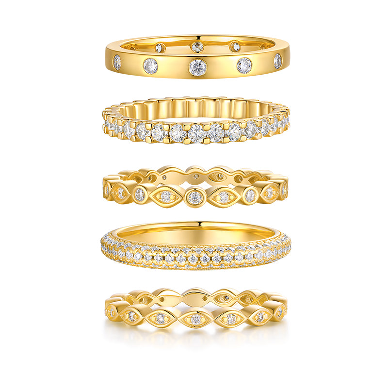Starlight Golden Melody Jewelry Set With Moissanite with Gold-plated S925 Sterling Silver