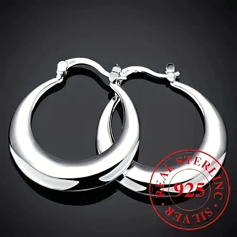S925 Sterling Silver Circle Hoop Earrings