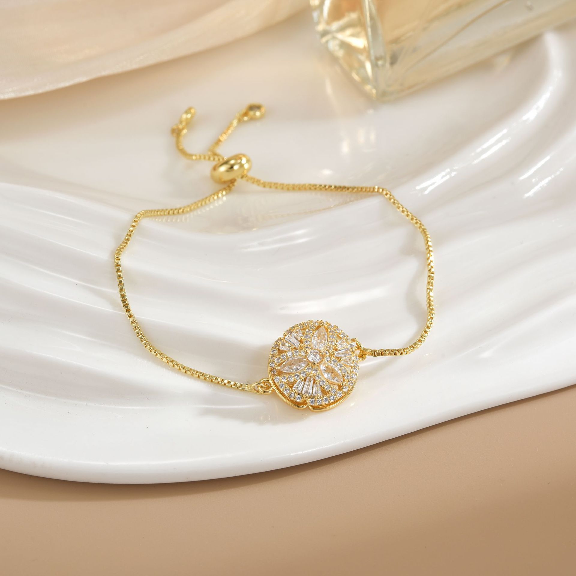 Simple Rotatable Pendant Bracelet -  Pure Copper Gold-plated Bracelet Various Designs