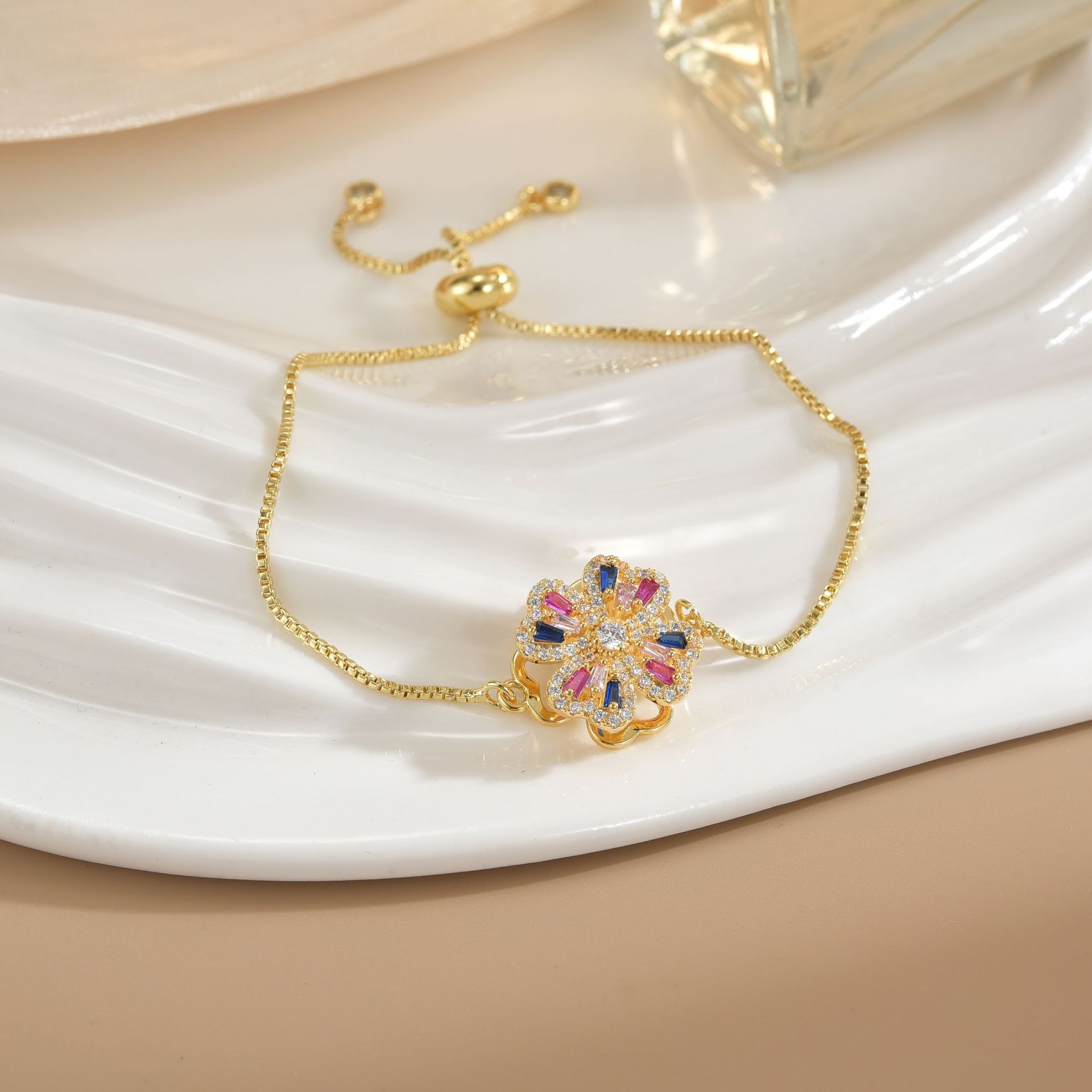Simple Rotatable Pendant Bracelet -  Pure Copper Gold-plated Bracelet Various Designs
