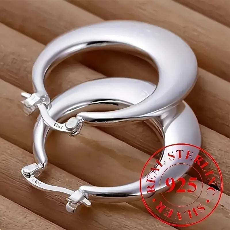 S925 Sterling Silver Circle Hoop Earrings
