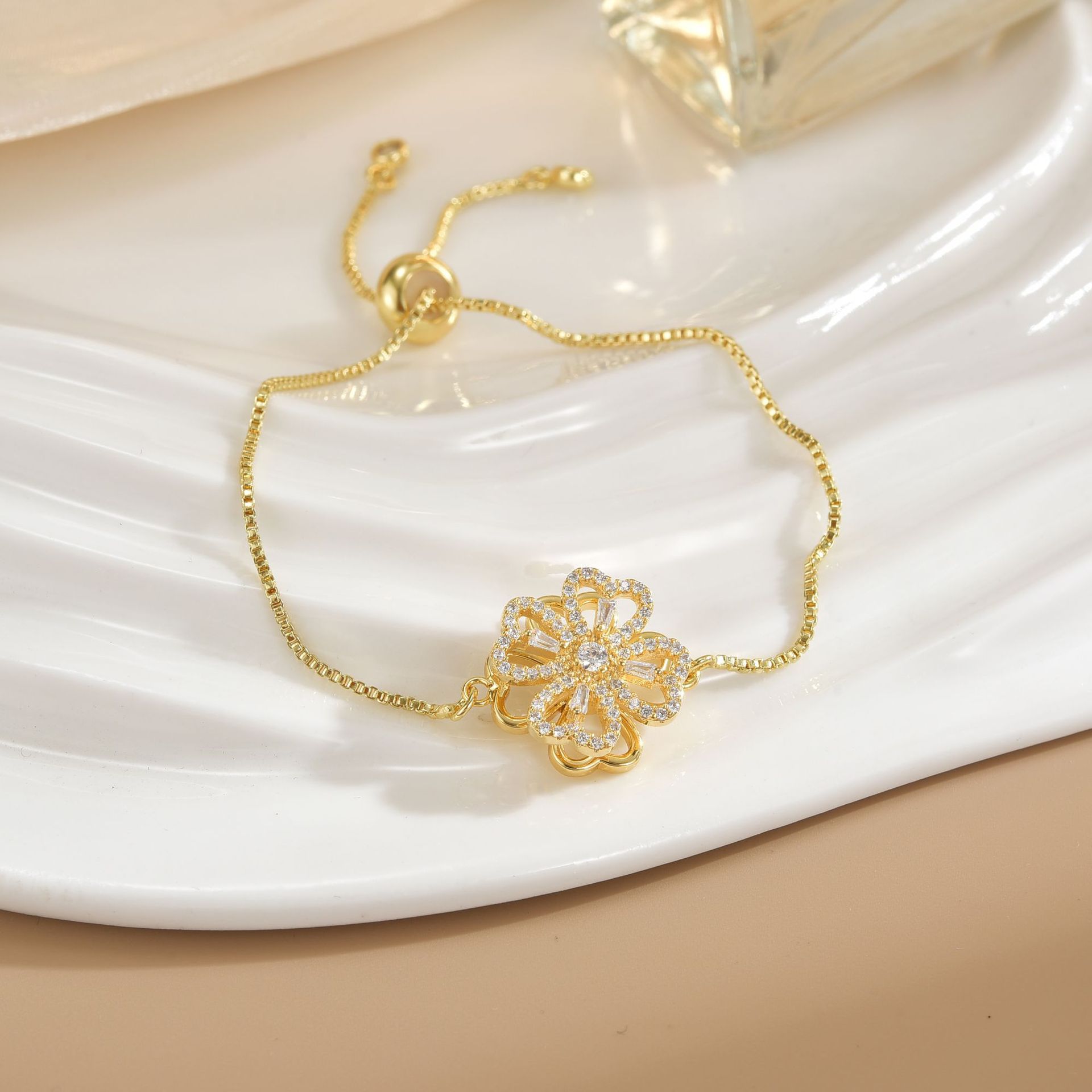 Simple Rotatable Pendant Bracelet -  Pure Copper Gold-plated Bracelet Various Designs